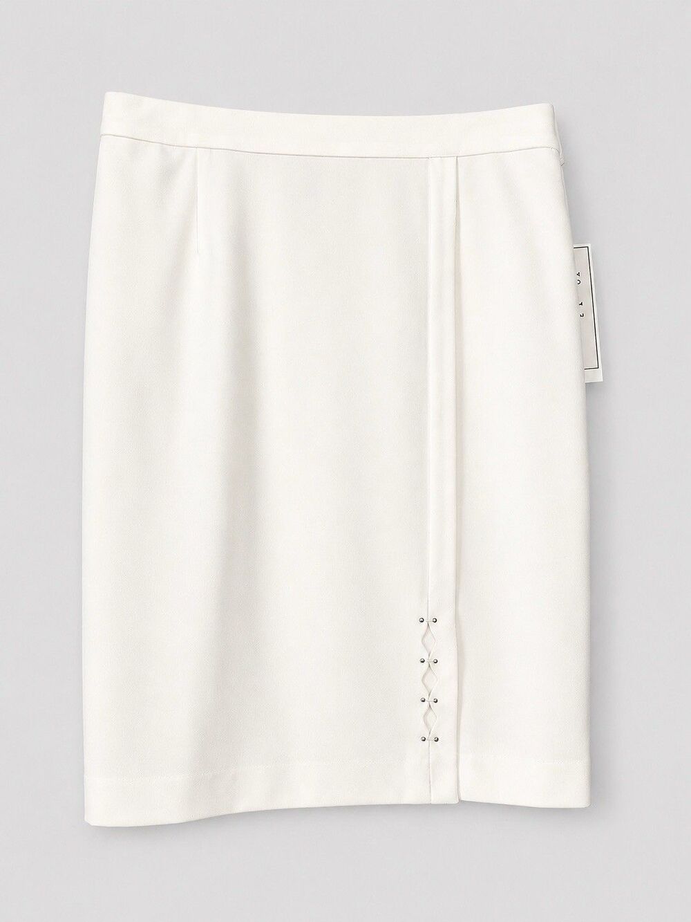 Alfred Dunner White Straight Skirt Side Slit Polyester Sz 12P Office Church NWT